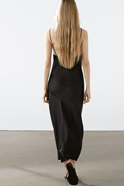 Massimo Dutti Uzun saten kamisol elbise