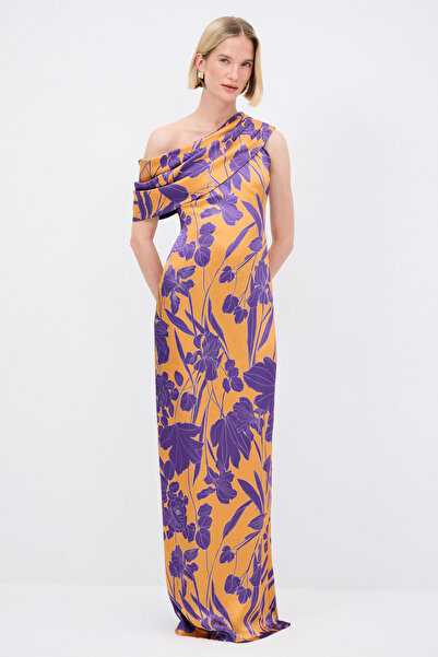 adL Mert Aslan Omuzu Açık Desenli Elbise