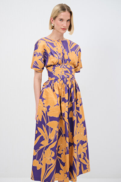 adL Mert Aslan Büzgülü Kısa Kollu Elbise