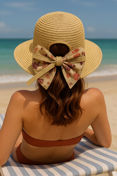 LAGRANZE Slamnati šešir sa mašnom i polulunom