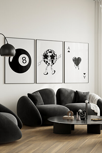 Home Σετ τοίχου με κάρτες παιχνιδιών Art Trend, Ασπρόμαυρη διακόσμηση τοίχου ...
