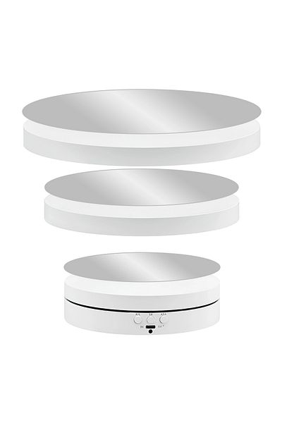 EMESZON 360 Electronic Photo Video Rotary Table EMESZON® RT3601 Mirror Reflection 3 in 1 Rotary Stand, White