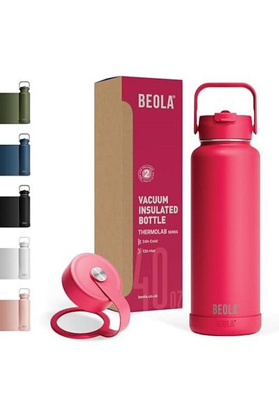 BEOLA 1200ml Water Bottle 18/8 Stainless Steel 304 Double Wall Insulated Thermos Bottle with a wide