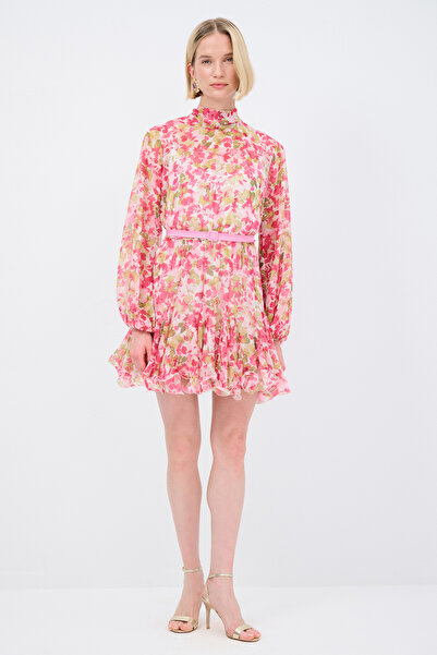 adL Mert Aslan Desenli Şifon Elbise