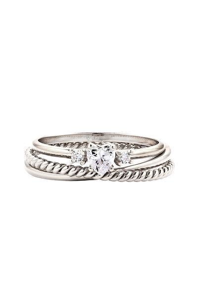 ELLI Ring Ringset Damen Herz Zirkonia weiß 925 Sterling Silber Valentinstag