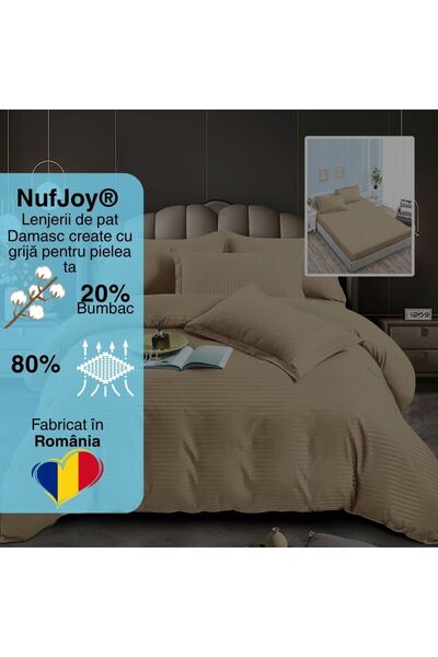 NufJoy Double bed linen DAMASK 6 pieces, Fitted sheet for mattress 160x200 cm or 180x200 cm