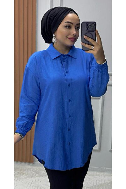 Ebrarengiz Moda ЖІНОЧА СОРОЧКА З ЛЬОНУ З ПОЛУНИЧКОЮ