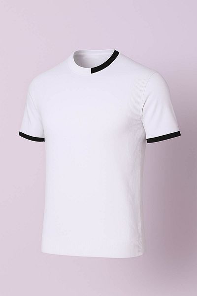 trender Tricou alb pentru bărbați cu gâtul O 104-4008