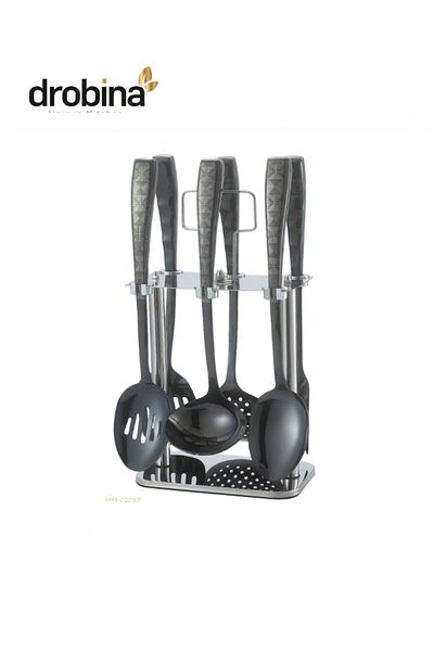 drobina Dropina 7-Piece Stainless Steel Spoon Set, Full Black
