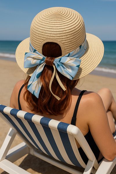 LAGRANZE Bowknot Half Moon Straw Hat