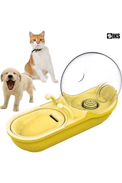 SIKS Dozator de apă pentru pisici cu fântână automată pentru melci, USB, ultra-silențios, 4 L, galben