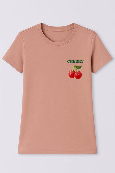 trender Γυναικείο μπλουζάκι Cherry Print Dusty Rose Model 3