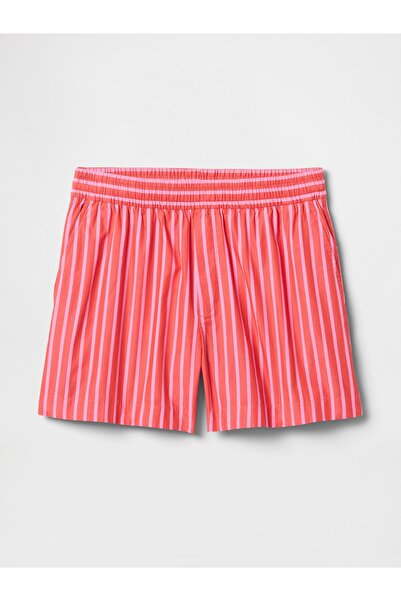 GAP Kadın Kırmızı Organik Pamuk Poplin Boxer Şort