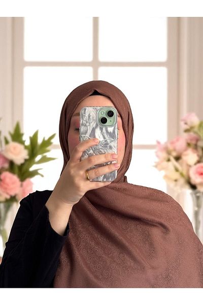 Lavena scarfs Şal Jacquard cu model floral din seria Daisy - Cochilie de ceapă