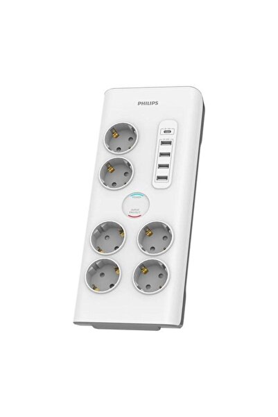 Philips 6-lı Spn7060wa/62 900 Joules Akım Koruma Prizi Beyaz 4-usb/1-typec