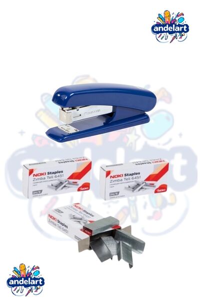 andelart 24/6 Popular Mavi Zımba Makinası + 3000 Adet Zımba Teli