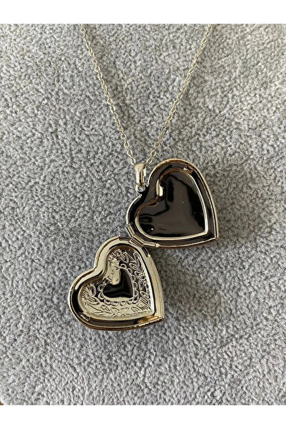 Luck Aksesuar Heart Shaped Opening Necklace with Heart Pattern on Top