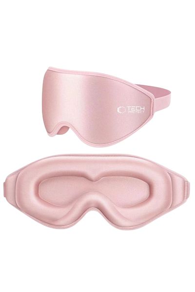 Tech-Protect Mască de somn, mască de ochi pentru călătorii în avion, blocare a luminii, spumă cu memorie, confort 3D, roz