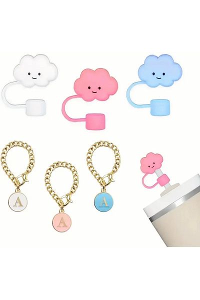 Alisa shop Thermos Compatible Accessory with Letter a and Cloud Pattern