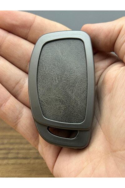 Luxe Aksesuarr Hyundai I20 I10 bayon Sonata 2012 - 2017 Protectie Cheie Telecomanda Carcasa Metalica 3 Butoane Piele Gri
