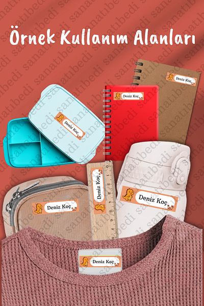 sanatıbedi 200 Pieces Water Resistant School Label - Pen Book Notebook Water Bottle Special Name Writable Circus Sticker