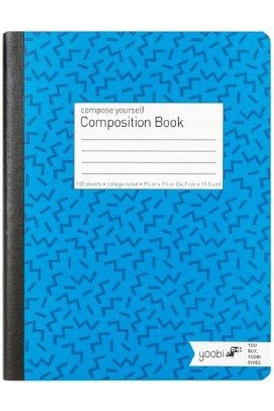 Yoobi Composition Book College Ruled - Blue, 9.75" x 7.5", 100 Sheets Blue