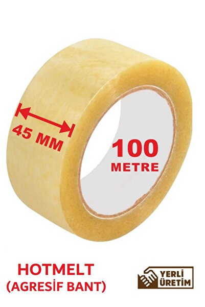 Vwin Hotmelt Koli Bandı (Tam Yapışan Tür) 100Metre x 4,5Cm Şeffaf Güçlü