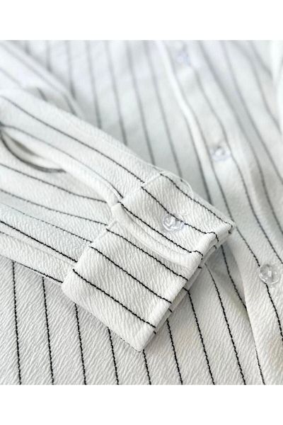 Fifty Color Alaçatı Style Crepe Fabric Line Detail Unisex Shirt and Pants Set
