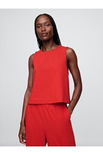 GAP Kadın Kırmızı Organik Pamuk Heavyweight Crop Bluz