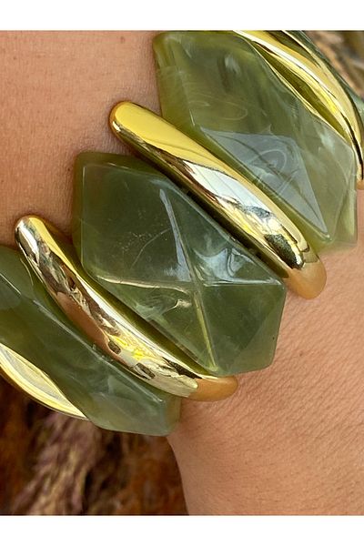 Lucios Thick Vip Bracelet with Natural Stone Look
