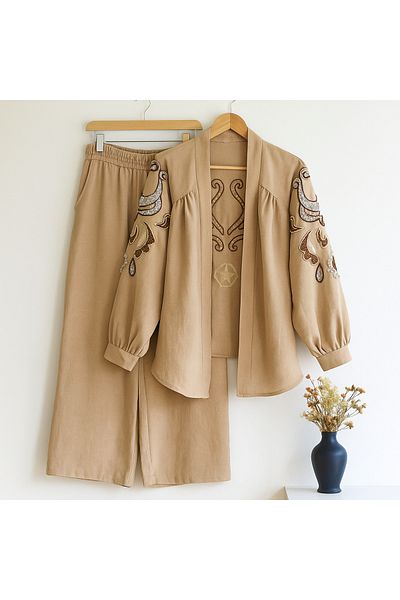 OceanGiyim Women's Suit Summer Double Linen Suit