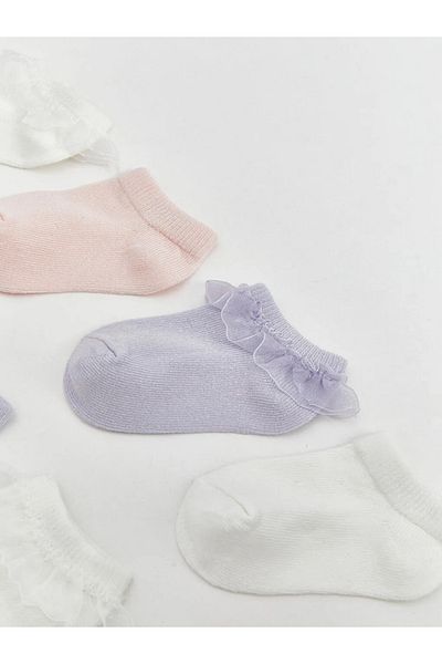 LC Waikiki Lcw Baby White Tulle Baby Girl Booties Socks 7-Pack