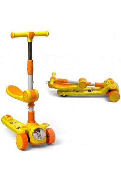 ALBADER Manual Scooter, 3 in 1 Kick Scooter Scooter, Handlebars Skate Style Scooter Removable Seat