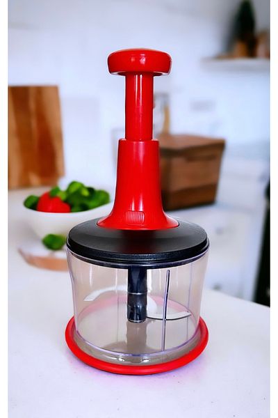 KAYAGROUP Red Press Rondo – 3-Blade Manual Vegetable & Fruit Chopper