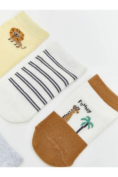 LC Waikiki Lcw Baby Sari Printed Baby Boy Booties Socks 5-Pack