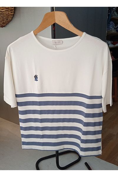 Sistas Si̇stas Ecru Color Striped Blouse