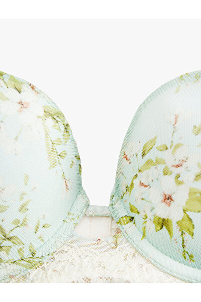 Koton Sutien cu imprimeu floral Maximizer cu detaliu din dantelă