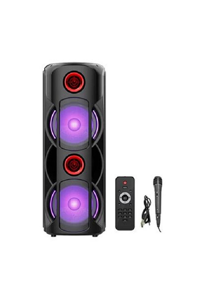 DRSELL Portable Speaker 300W PMPO DRSELL® – 2x 20cm Speakers, Microphone, Remote Control, Bluetooth, USB, FM, RGB
