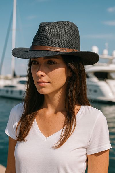 LAGRANZE Belt Detail Women's Cowboy Hat