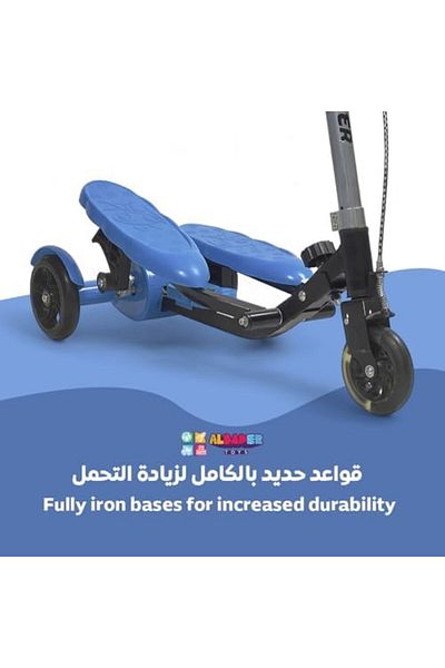 ALBADER Dual Pedals Scooter, PVC Kick Scooter, Step-Powered Scooter with Levels, Non Slip Seats Foot