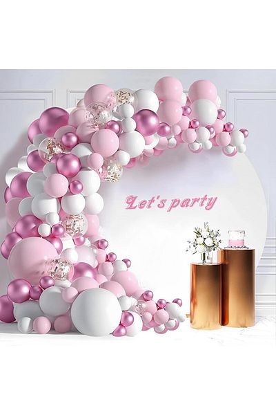 Mack PLUS Set of 51 Pink Sparkle Balloons – Elegant & Sparkly Special Combination