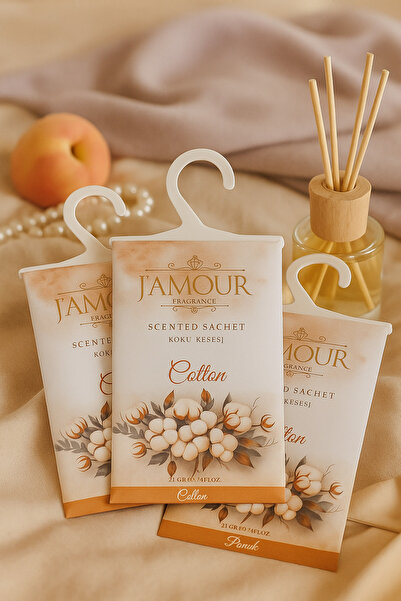 J'AMOUR EAU DE PARFUME 3'lü Paket Cotton (Pamuk) Askılı Dolap ve Çekmece Kokusu