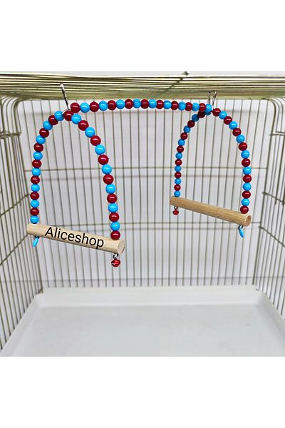aliceshop Bird Swing Toy with Perch 2 Fan Colorful Swing