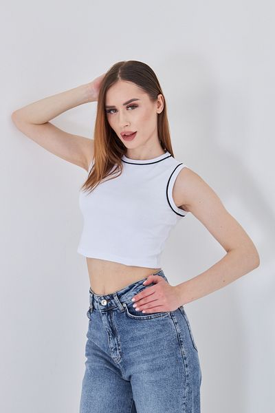 let s shine Women's Ribbed Zero Sleeve Knitted Crop