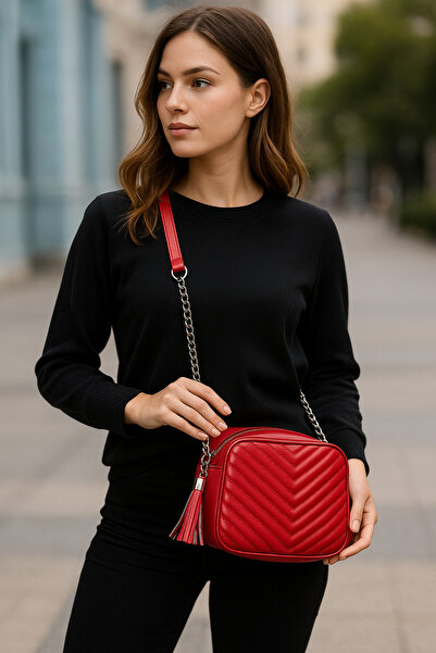 Nuva Land Quilted Patterned Mini Shoulder Bag with Chain Strap