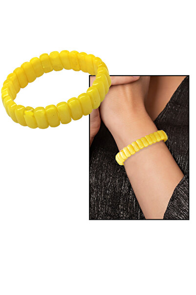 Tesbihane Çubuk Kesim Hardal Rengi Beyrut Kehribar Kadın Rolex Bileklik