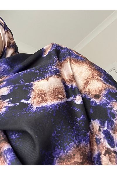Lavena scarfs Seria Bohemă Model Boem Șal Digital Soft din Bumbac - Negru și Violet