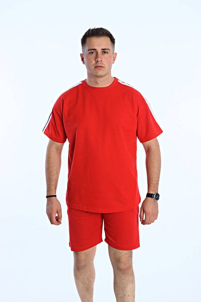 TMB 3 Stripe Shorts Set Red