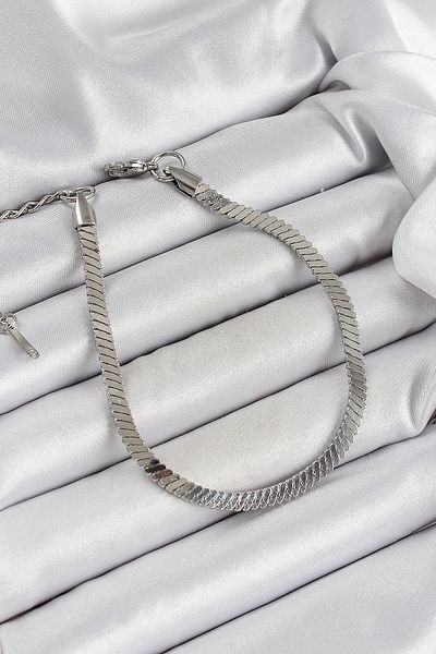 NEZADE STORE 316L Steel Silver Color Flat Chain Model Women's Bracelet - Lisinya
