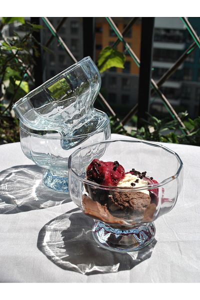Qualitev 3-Piece Glass Ice Cream Bowl Magnolia Pudding Dessert Snack Bowl Pedestal Bowl Presentation Set - 225 ml Jasmine